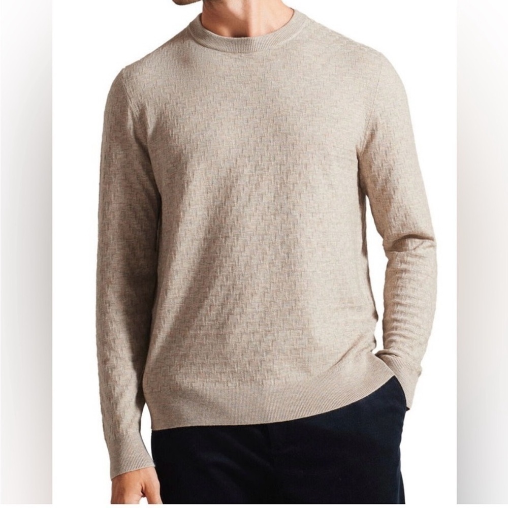 NWT Ted Baker Stitch Crew T Knit Loung Longsleeve Sweater Jumper Brown Tan